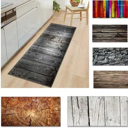 Carpets Fashionable Simple Rug Wood Grain Printed Kitchen Floor Mat Household Carpet Non-Slip Long Strip Door Mats Modern Home Decor