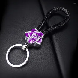 Interior Decorations Rhinestone High Quality Strap Crystal Ball Car Keychain Charm Pendant Key Ring Bling Accessories For Woman
