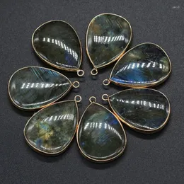 Collane con ciondolo 5PCSPietra naturale Flash Labradorite Goccia d'acqua per creazione di gioielli Collana fai-da-te Accessori Gemme curative Regalo di fascino 22x40mm