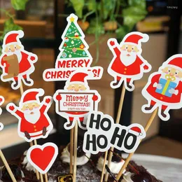 Christmas Decorations 9pcs Cakes Insert Top Hat Snowman Santa Claus Cake Decoration Party Supplies