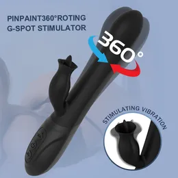 Компания красоты 360 градусов вращающийся вибратор для женщин сексуальный игрушечный язык мастурбация кролик для взрослых продукт