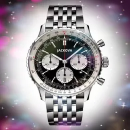 Üç göz erkek büyük kronometre saatleri 43mm tam fonksiyonel popüler başkan sportu camı açık kronograf kuvars pil moonwatch saat