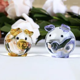 장식 인형 1 조각 귀여운 돼지 크리스탈 미니어처 수제 유리 동물 애완 동물 공예 홈 장식 어린이 선물