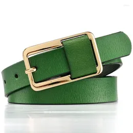 Cintos Personalidade da moda Cinturão verde simples Salia estreita de cintura genuína para mulheres acessórios FCO143