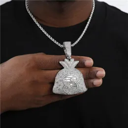 Цепочки хип -хоп рэп золотой золотой цвет доллар деньги сумки для подвесной ожерелье для ожерелья сеть хип -хоп для женщин/мужчин Бланг Ювелирные изделия
