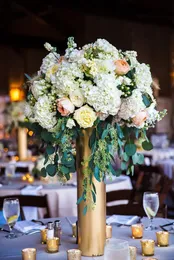 Bar dekoracje ślubne Wysokie środkowe hortensja kwiat wazon świecy uchwyt na styl vintage home dekoracje świecznika złoty wazon dekoracja biurka kwiatowa