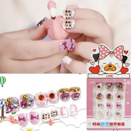 FALSE NAILS 12st Crystal Animal Nail Fake Tips For Kids Gems Art Artificial Fingernails Press On Child Toy Sticker