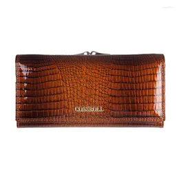 Wallets Luxury Ladies Long Wallet Women Crocodile Genuine Leather Card Holder Money Purse Coin Bag Woman Clutch Bolso