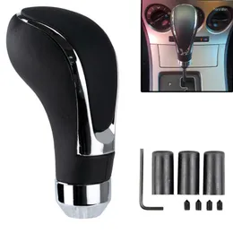 Interiörstillbehör Universal Läder Auto Manual Chrome Car Gear Shift Knob Stick Shifter Lever Pen Shifting Head Handbollsersättning