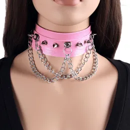Chokers Necklaces Harajuku Necklace Sexy Punk Choker Collar Leather Bondage Cosplay Goth Jewelry Women Metal Chain Accessories