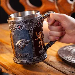 Muggar Creative Wine Glass A Song On Ice And Fire Mugg Game Thrones Präglad öl Whisky med stor kapacitet Kaffe Mjölkkoppar