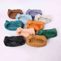 Soft 2022 Leather Woven Croissant Bag Large Capacity Hand Pleated Dumpling