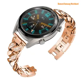 Samsung Galaxy Watch 4 40mm 44mm Classic Bling Band 42mm 46mmダイヤモンドラインストーンステンレススチールメタルリストバンドストラップ男性用男性用のスマートストラップ互換性
