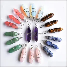 Charms Fashion Iron Wire sześciokątny Kamienny filar Punkt Urok ręcznie robiony wisiorek do biżuterii Naszyjnik wytwarzający hurtowy DHSELLER2010 DH9SI