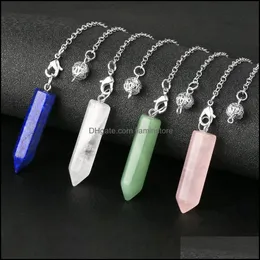 Pendant Necklaces Hexagon Divination Crystal Dowsing Point Pendant Pendums Amethyst Lapis Lazi Rose Quartz Pendants Amet Dhseller2010 Dhe8K