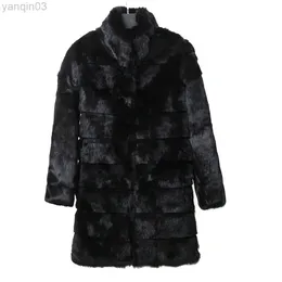 Women Fur Winter Warm Mantenha Personalize Big Size Parka Real Women Natural Rabbit Pur Long Coat WSR653 L220829