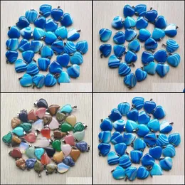 Charms 20Mm Blue Stripe Onxy Dyed Heart Stone Charms Pendants For Necklace Jewelry Making Drop Delivery 2021 Findings Com Dhseller2010 Dh8Gy
