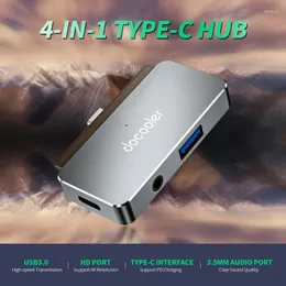 Docooler 4-i-1 Type-C-nav till USB3.0 USB Typ C Hdaudio Aluminiumlegering Kompatibel f￶r telefon surfplatta b￤rbar dator