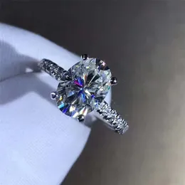 Alyans 925 STERLING Gümüş 2Ct Oval Kesim GH Renk Lüks Takı Yıldönümü Hediye Nişan Yüzük 220829