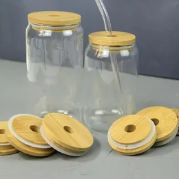 70mm Regular Wide Mouth Canning Jar Lid Natural Bamboo Mason Jar Lid with Straw Hole