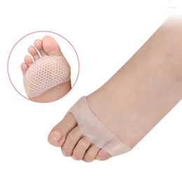 Women Socks Silicone Forefoot Pads Honeycomb Non-Slip Liners Protect Pain Relief Foot Care High Heels Elastic Invisible Inserts White Nude