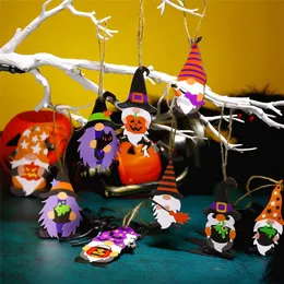 Inne imprezy imprezowe 8pcs Halloween drewniane bez twarzy gnome wisiorki festiwal duchów na zewnątrz wiszące dekory dzieci szczęśliwe halloweenowe przyjęcie 220829