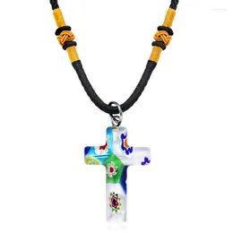 Anhänger Halsketten Murano Glas Anhänger Halskette Damen Modeschmuck Charm Geschenke Rot Gelb Blau Farbige Anhänger Kreuzförmig