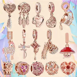 925 Silber Bead Fit Charms Pandora Charm Armband Roségold Charms Herz Traumfänger Charms Ciondoli DIY Feine Perlen Schmuck