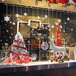 Wall Stickers DIY Merry Christmas Decor Window Santa Elk Sticker For Home Door Display Happy Year 220829