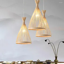 Lâmpadas pendentes Bamboo Candelier Lâmpada de penduramento leve para o restaurante de casa El B Pote japonês de estilo