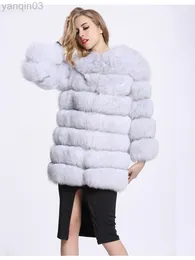 女性の毛皮ザドリン冬の贅沢長いミンク女性温かいフェイクふっくらした毛皮のコートジャケットAbrigo Piel Mujer L220829