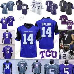 American College Football Wear Football College American Wear Tcu Horned Frogs Futebol Jersey College NCAA Andy Dalton Ladainian Tomlinson Max Duggan Darius Ande