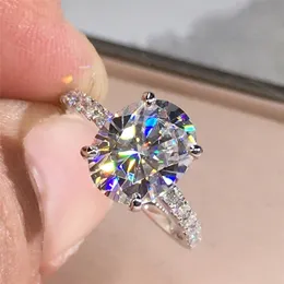 Обручальные кольца Pure 14k белого золота 2ct carat oval cut gh color роскошные годовщины подарки обручальное кольцо 220829