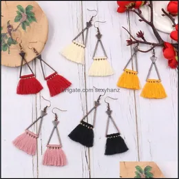 Charm Tassel Earrings Bohemian Charm Pendant Vintage Earring Female Girls Simple Fashion Personlighet Drop Delivery 2021 J DHSeller2010 DHKCK