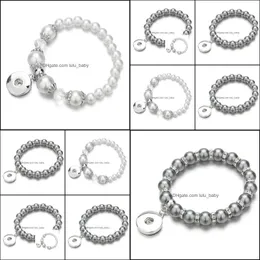 Charm Bilezikler Noosa Snap Bilezik Takı Taklit edilen İnci Boncuklar Zencefil Düğmeleri Yığın Charm Bangle Fit DIY 18mm Snaps Damla D Lulubaby Dh5uf