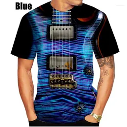 T-shirty T-shirts 2022 Męskie/damskie koszulka 3D Summer Guitar Soft Wygodne oddychające modne kompletny mecz