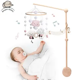 Mobiles 1Set Cartoon Wooden Bed Bells for Kids Assembly Rattles Bracket born Baby Toys Infant Crib Mobile Bell Accessories 220829