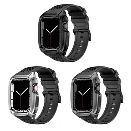 Cassa in acciaio inossidabile con cinturino a fascia robusta e custodia per Apple Watch 4 5 6 7 8 SE Cassa per cinturino per orologio sportivo da uomo 44mm 45mm