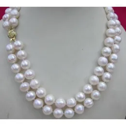 Chains Double Strands 9-10mm Natural South Sea White Pearl Nelace 17-18inch Fine Jewelry