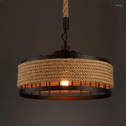 Pendant Lamps Rope Chandelier Industrial Retro Lamp Bar Restaurant Round Decorative Lights