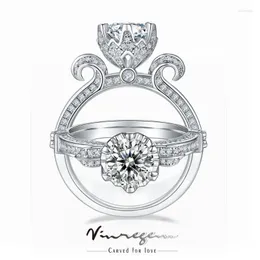 Cluster Rings Vinregem 925 Sterling Silver Отличный круглый срез VVS1 Тестные бриллианты Моссанит кольцо для женщин свадебные подарки капля