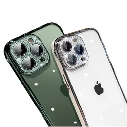 Casos telefônicos eletroplatados para iPhone 14 13 mini 12 11 Pro x xs max 7 8 mais capa à prova de choque protetor de tela de diamante brilhante