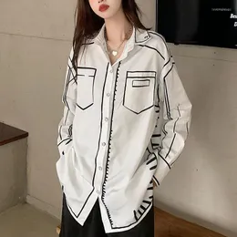 Women's Blouses Sky Graffiti Print Shirts Autumn Chic Women's 2022 Spring Summer Tops Loose Ladies Office Blusas Mujer 23118