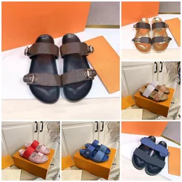 Lvshoes Lvity shoes Women Designer Sandal Bom Dia Flat Mule Slipper PASEO Leather Beach Summer POOL pillow Comfort G7K8 A45Y