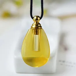 Collane con ciondolo Collana con bottiglia dei desideri di cristallo naturale giallo Forma di goccia d'acqua Fortunato per gioielli da regalo per feste di benedizione da donna