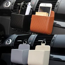 Storage Bags Auto Vent Outlet Trash Box 4 Colors PU Leather Car Mobile Phone Holder Bag Organizer Styling Automobile Hanging