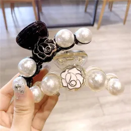 Haarklammern Barrettes Haarklammern Großer schwarzer Kopfclip -Kopfschmuck Luxus Schmuck Kamellien Perlen Haarnadel Teller Top Fangen Sie Haarnadeln auf