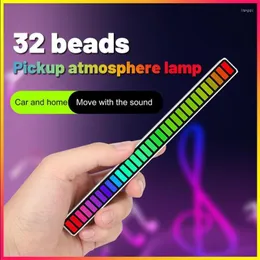 Lampade da tavolo RGB Luce di controllo del suono colorata Alimentazione USB 32 LED Pickup ad attivazione vocale Ambiente per auto con computer a ritmo