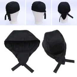 Crente -chapéu de chapéu de tampa de chapéu de turbante mencookingcaps catering kitcheniebeanie servidor padeiro lavbpire ribbon unissex headwear bouffant preto