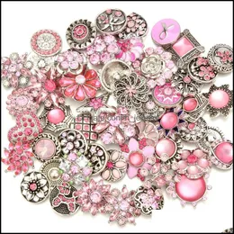 Takılar Karışımı Rhinestone Snap Düğmesi Mavi Kırmızı Pembe Beyaz Zirkon Takılar Mücevher Bulguları 18mm Metal Çıtçıt Düğmeleri DIY BR DHSELLER2010 DHF3Y